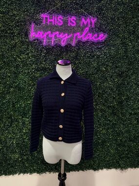 Talbots Black Knit Button-Up Cardigan - size Petite